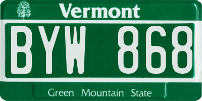 VT license plate BYW868