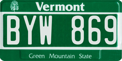 VT license plate BYW869