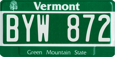 VT license plate BYW872