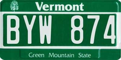 VT license plate BYW874
