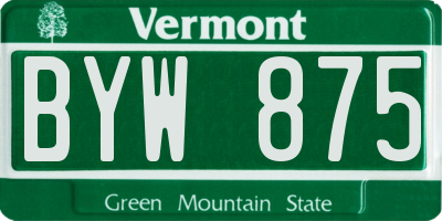 VT license plate BYW875