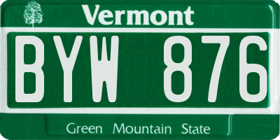 VT license plate BYW876