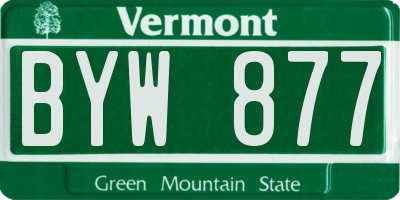 VT license plate BYW877