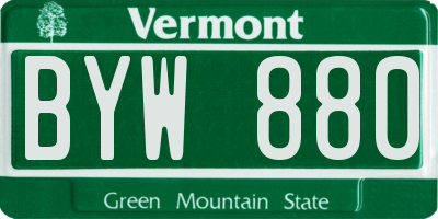 VT license plate BYW880