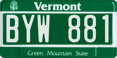 VT license plate BYW881