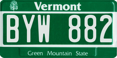VT license plate BYW882