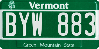 VT license plate BYW883