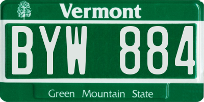 VT license plate BYW884