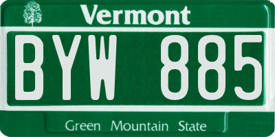 VT license plate BYW885