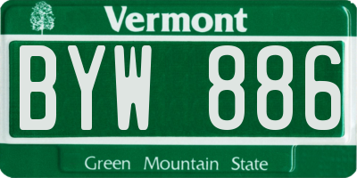 VT license plate BYW886