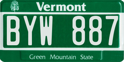 VT license plate BYW887