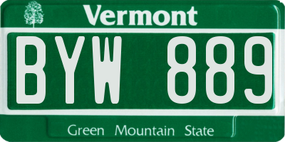 VT license plate BYW889