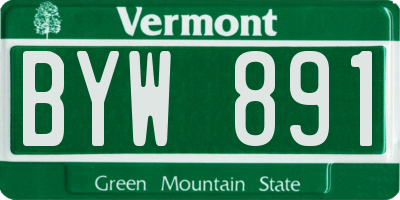 VT license plate BYW891