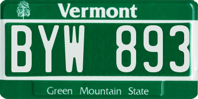 VT license plate BYW893