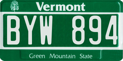 VT license plate BYW894