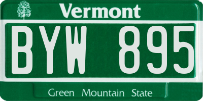 VT license plate BYW895