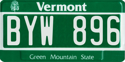 VT license plate BYW896