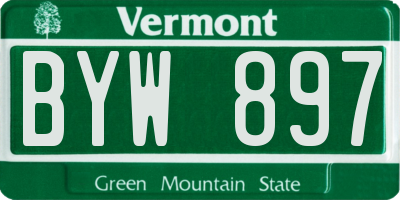 VT license plate BYW897