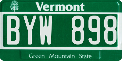 VT license plate BYW898