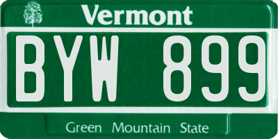 VT license plate BYW899