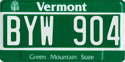 VT license plate BYW904