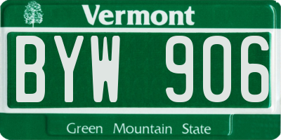 VT license plate BYW906