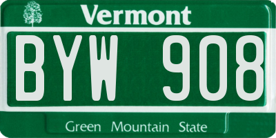 VT license plate BYW908