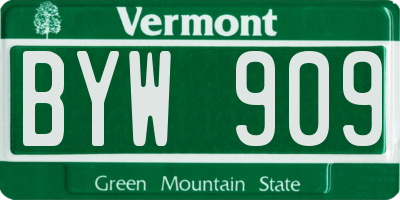 VT license plate BYW909