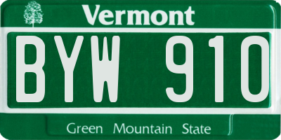 VT license plate BYW910