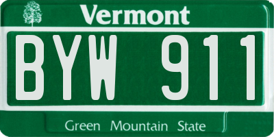 VT license plate BYW911