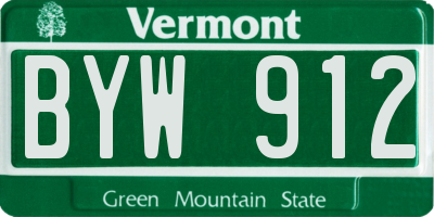 VT license plate BYW912