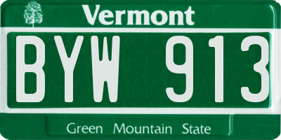 VT license plate BYW913