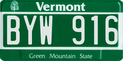 VT license plate BYW916