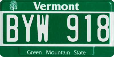 VT license plate BYW918