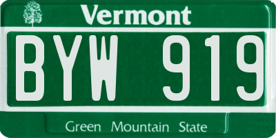 VT license plate BYW919