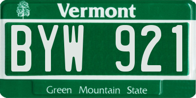 VT license plate BYW921