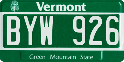 VT license plate BYW926