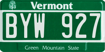 VT license plate BYW927