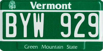 VT license plate BYW929