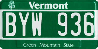 VT license plate BYW936