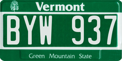 VT license plate BYW937