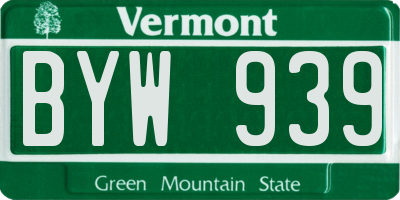 VT license plate BYW939