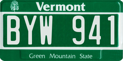 VT license plate BYW941
