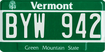 VT license plate BYW942