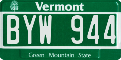 VT license plate BYW944