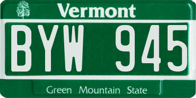 VT license plate BYW945