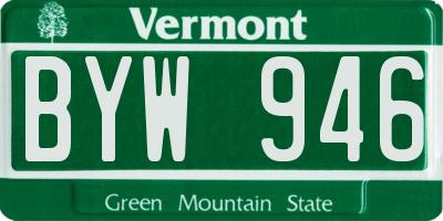 VT license plate BYW946