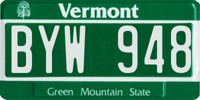 VT license plate BYW948