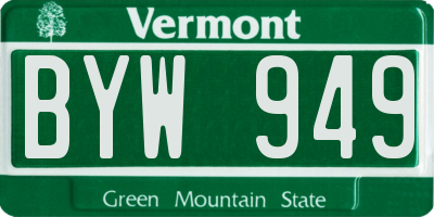 VT license plate BYW949