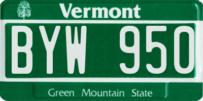VT license plate BYW950